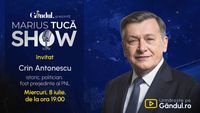 Marius Tucă Show începe miercuri, 8 iulie, de la ora 19.00, live pe Gândul. Invitat: Crin Antonescu