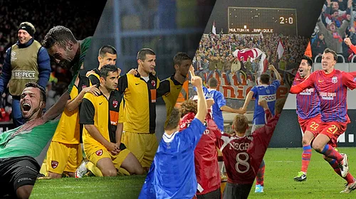 Suporterii scriu istoria: alege în marea finală cel mai tare succes european al echipelor românești după 1990! Steaua – FCSB, Dinamo, Rapid, CFR Cluj, Poli Timișoara, Petrolul Ploiești și Astra Giurgiu sunt față în față cu poveștile lor de colecție!