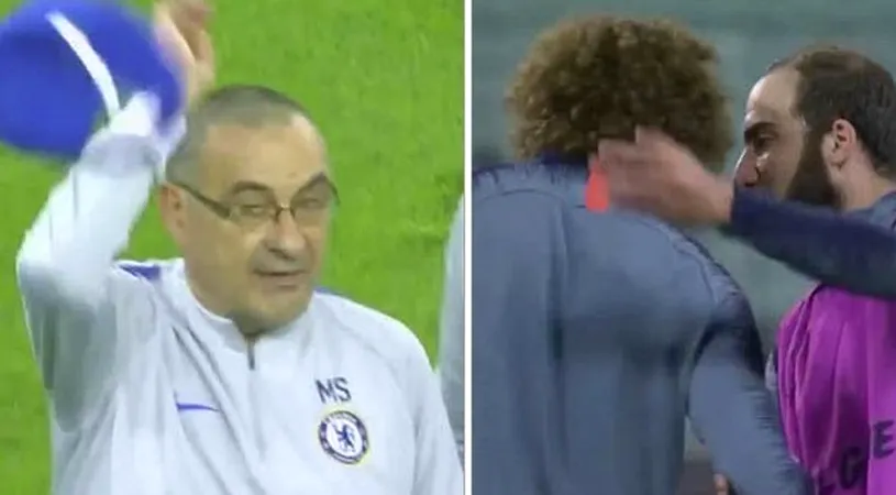 Tensiune uriașă la Chelsea, înaintea finalei Europa League! VIDEO | Higuain și David Luiz s-au luat la harță la antrenament. Sarri a plecat de pe teren