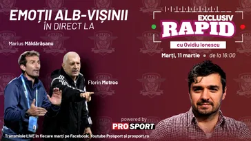 „EXCLUSIV RAPID” cu Florin Motroc, Marius Măldărășanu & Viorel Moldovan începe la ora 16:00, în direct pe YouTube – ProSport