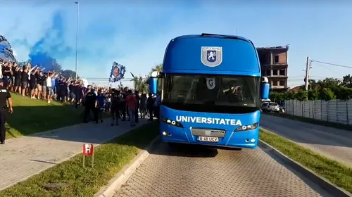 CS Universitatea Craiova primită ca o echipă de Champions League la stadion! Fanii au făcut din nou spectacol | VIDEO