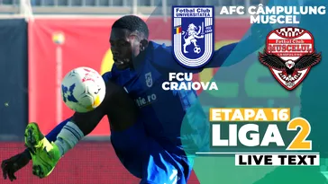 FCU Craiova – AFC Câmpulung Muscel se joacă de la ora 17:00. Oltenii pot lega trei victorii consecutive