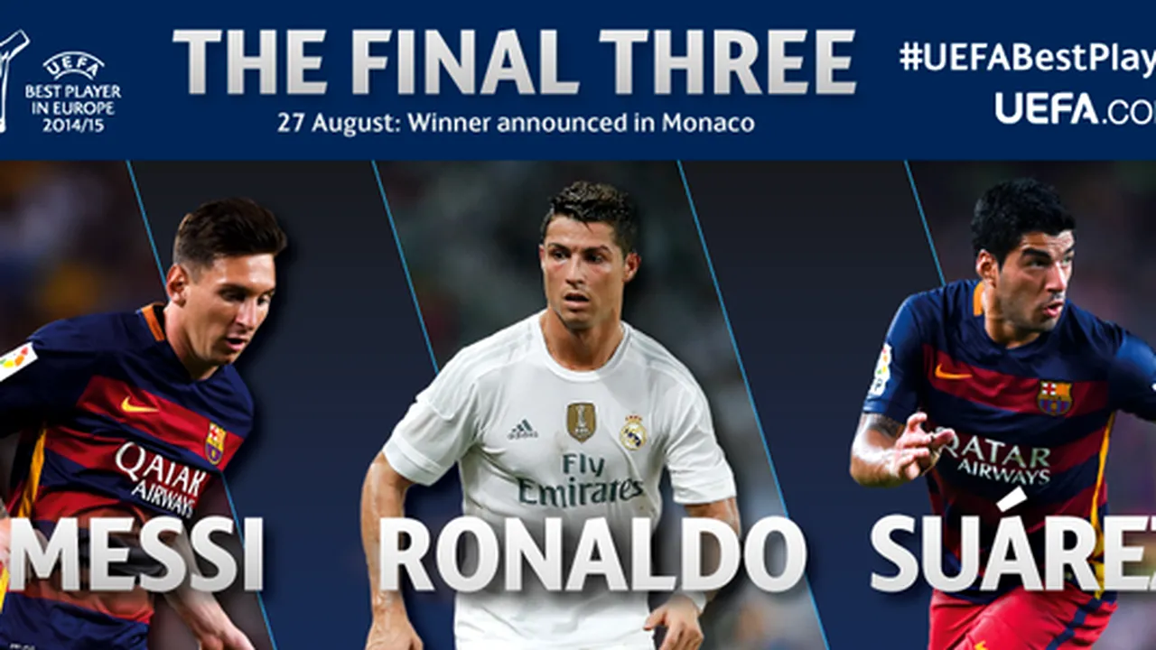 Au mai rămas trei! Messi, Ronaldo și Suarez, candidați la titlul de jucătorul sezonului 2014-2015