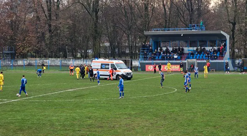 Weekend blestemat în Liga 2: și un jucător de la CS Mioveni s-a accidentat grav. Constantin Schumacher: ”Pentru el s-au luptat băieții. Și-a rupt genunchiul, rotula”