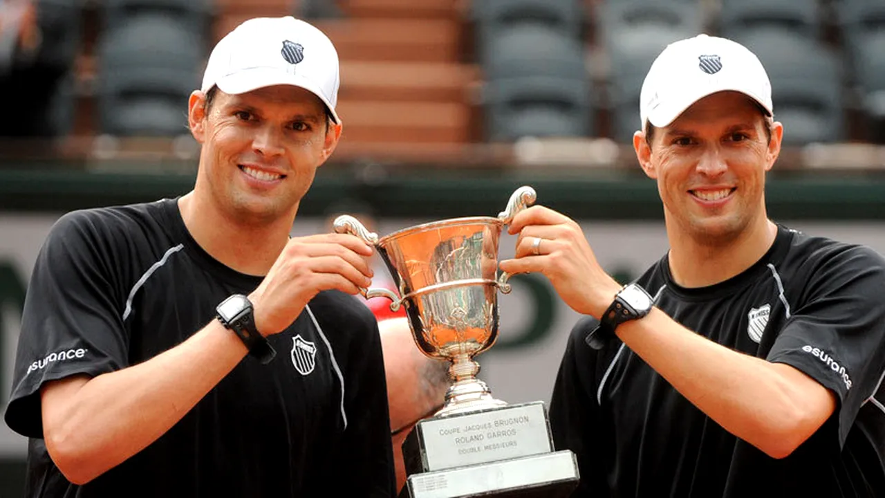 Frații Bryan au câștigat pentru a doua oară Roland Garros la dublu, la 10 ani după primul succes