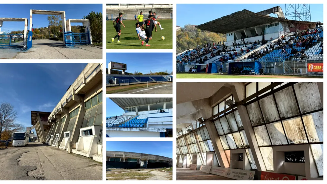 Ca după război! Cum arată stadionul din Slatina, care găzduiește meciuri din Liga 2. A trecut un an și jumătate de când se sărbătorea aprobarea Guvernului și nimic nu s-a schimbat!