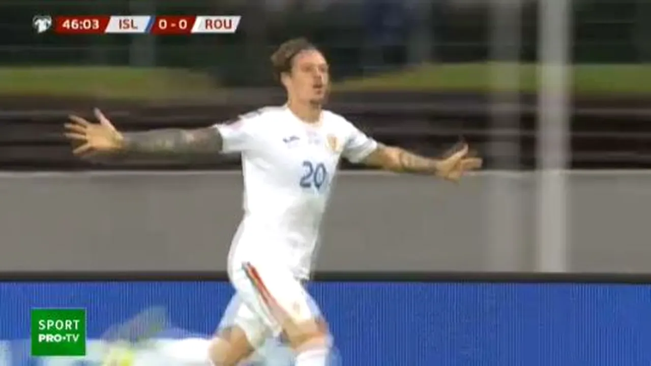 Dennis Man, la al doilea gol în tricoul echipei naționale! Atacantul Parmei a deschis scorul în Islanda - România | VIDEO
