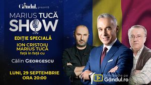 Marius Tucă Show începe luni, 29 septembrie, de la ora 20.00, pe Gândul. Invitat: Călin Georgescu