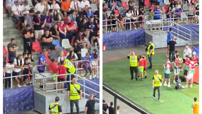 Incidente la pauza meciului FCSB - Auda! Gheorghe Mustață a ajutat 2 copii care au intrat pe teren și au fost prinși de stewarzi