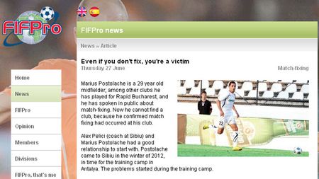 Cazul lui Postolache, dezbătut de FIFPro: "Even if you don't fix, you're a victim"