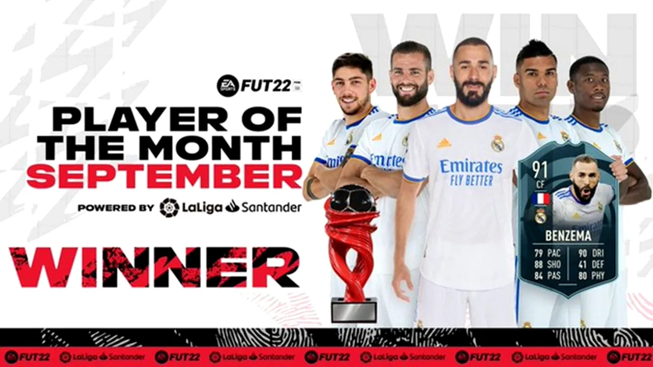 Jucătorul lunii din eLa Liga este Karim Benzema! Ce card a primit atacantul în cel mai iubit mod de joc din FIFA 22