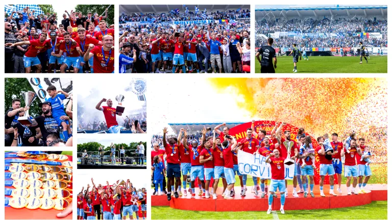 Corvinul, a noua campioană în Liga 2 care primește trofeul competiției! N-a câștigat la ultimul joc oficial disputat pe bătrânul stadion din Hunedoara, dar l-a umplut de bucurie!