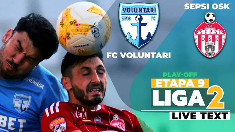 FC Voluntari învinge Sepsi OSK și ține vie lupta pentru al doilea loc direct promovabil. Rezultatul ajută Corvinul, care este matematic campioana Ligii 2
