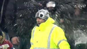 VIDEO Stewarzii, "bombardați" cu bulgări de fani!** Vezi "dansul pinguinului" în versiunea olandeză :)