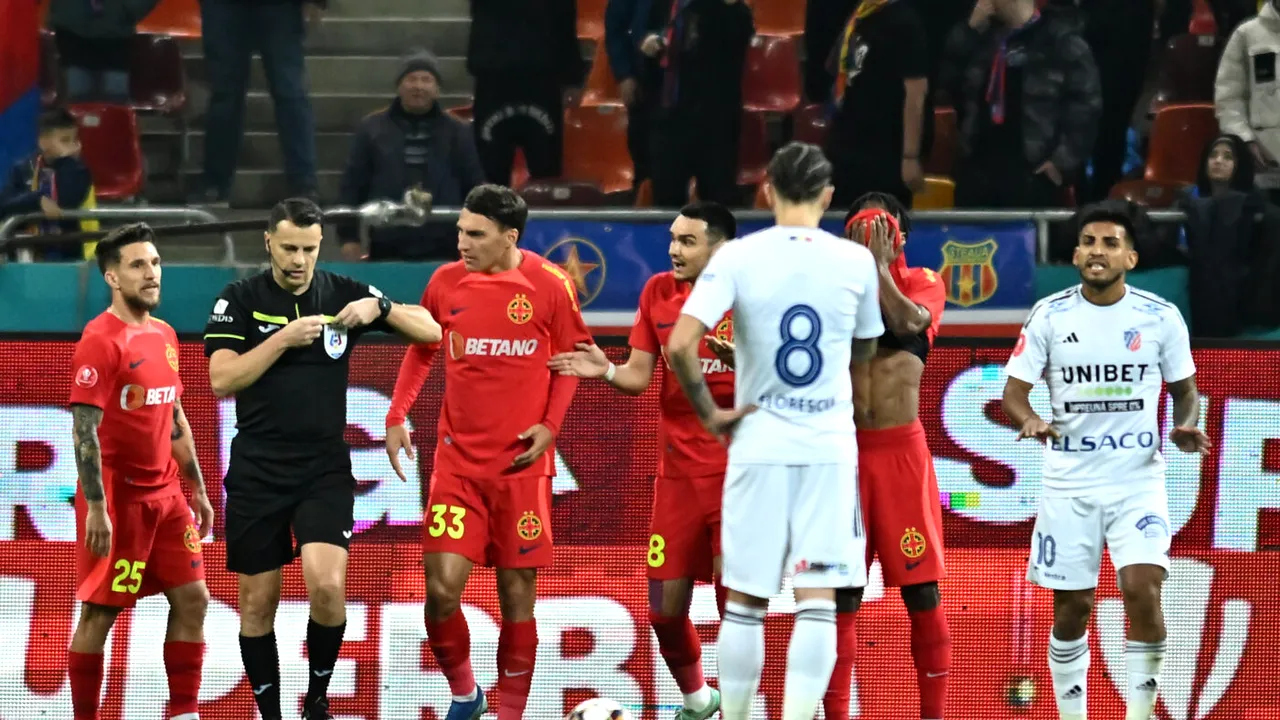 Greșeală penibilă a lui Kaprof în FCSB - FC Botoșani, când scorul pe tabelă era 1-1! Fault inconștient, din spate: l-a accidentat pe Florinel Coman și a fost eliminat pe loc