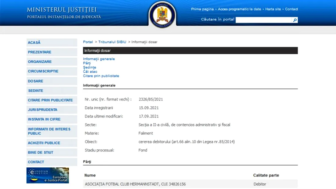FC Hermannstadt a cerut Tribunalului Sibiu să i se declare insolvența. Ce datorii are clubul sibian