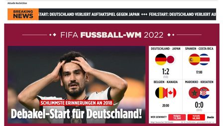 Ce scrie presa din Germania după rușinea istorică din meciul cu Japonia de la Campionatul Mondial din Qatar! „Începem cu un dezastru” / „Samuraii albaștri au luat Germania în sabie”
