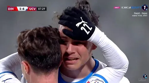 Moment emoționant în Dinamo – Universitatea Craiova! Nepotul marelui Ilie Balaci, Atanas Trică, a înscris primul său gol în Liga 1 și a izbucnit în lacrimi | FOTO