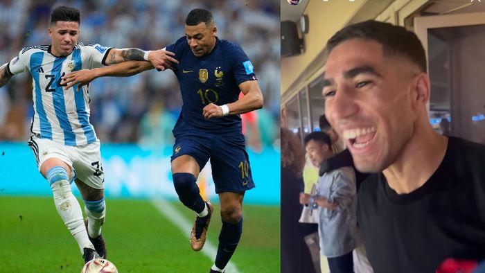 A fost eliminat de Franța de la Campionatul Mondial, dar a mers la finală și i-a susținut pe „Les Bleus”! Achraf Hakimi, reacție de milioane la golurile lui Mbappe | VIDEO