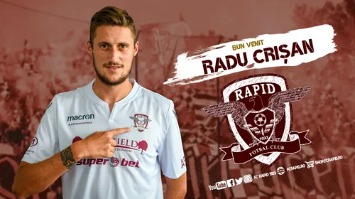 OFICIAL | Radu Crișan, primul transfer efectuat de Rapid pentru noul sezon! Reacția fundașului care are promovări în Liga 1 cu FC Hermannstadt și UTA