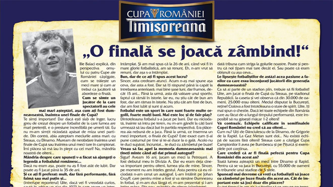 Are patru Cupe în palmares!** Balaci știe cum se joacă o finală: "Îmi plăcea să mă iau în piept cu cei mari!" (P)