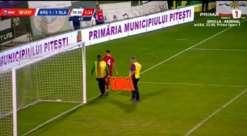 Fază șocantă în fotbalul românesc! Gest fără precedent: un brancardier a luat la șuturi un fotbalist care n-a vrut să iasă de pe teren pe targă | VIDEO