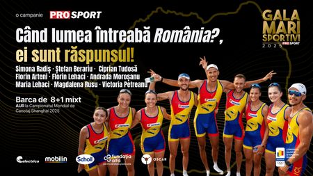 Momentul în care echipajul de 8+1 mixt, care a obținut aurul la CM de canotaj, a fost premiat la Gala Mari Sportivi ProSport 2025: „Am avut doar patru antrenamente în spate”