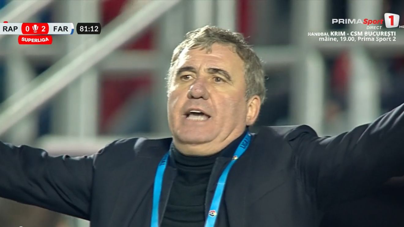 Fază extrem de controversată în Rapid - Farul, la scorul de 0-2! Gică Hagi a turbat pe margine și a înjurat când a văzut pentru ce a dat arbitrul Găman penalty pentru echipa lui Dan Șucu