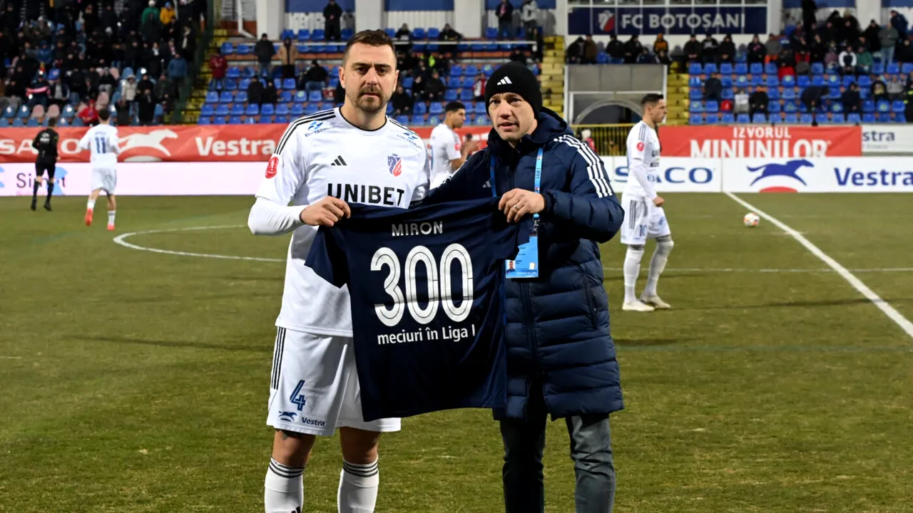 Trei echipe din Superliga dispun de câte doi fotbaliști cu peste 300 de meciuri jucate în carieră! FCSB și Craiova se laudă doar cu unul, FC Botoșani îl celebrează în această rundă pe Miron. SPECIAL