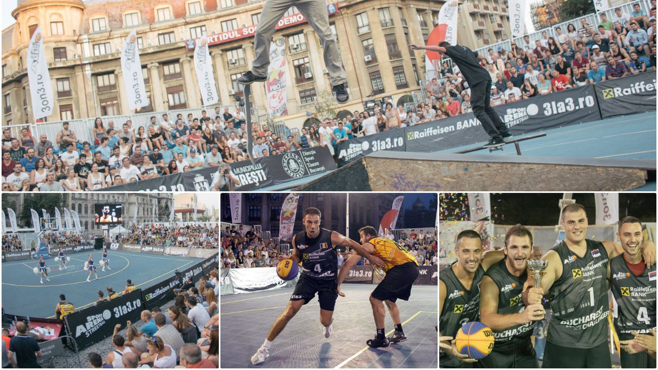 Slam dunk de pe skateboard! Spectacol total la Raiffeisen Bank Bucharest Challenger. Virgil Stănescu: "Trezit, am simțit că mă durea cotul drept și e puțin lovit, am vreo 4-5 zgârieturi"