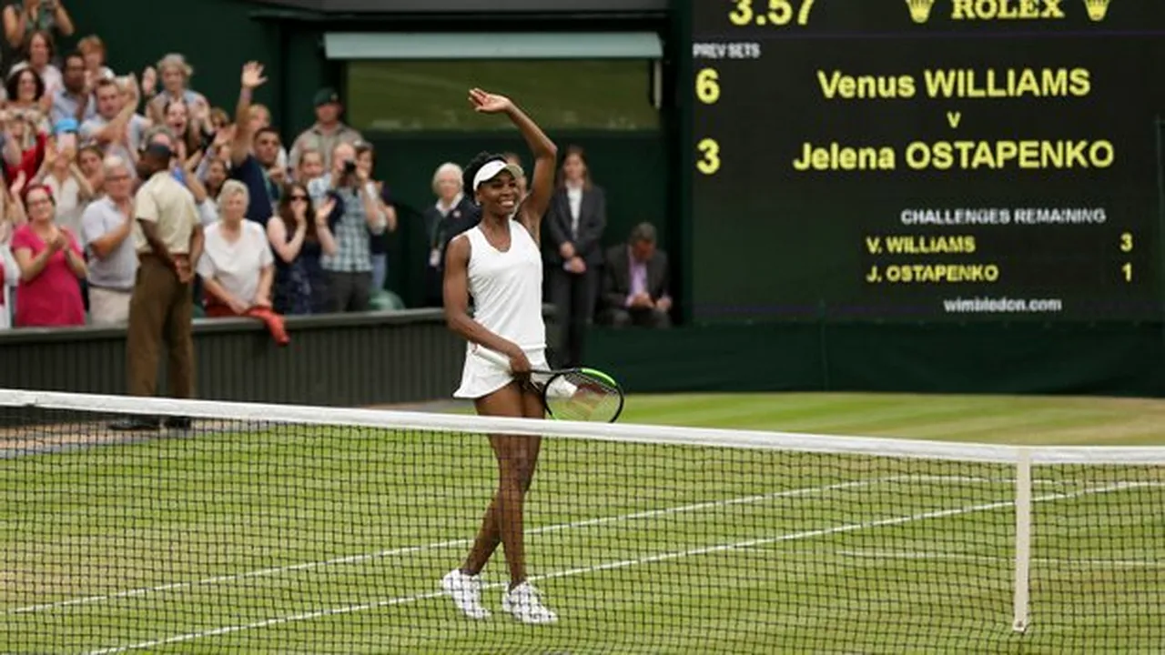 Venus, din nou în semifinalele de la Wimbledon. Sora mai mare a familiei Williams împiedică un nou duel Halep - Ostapenko