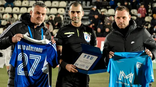 Arbitrul asistent Vlad Bârleanu s-a retras din activitate. Conducerile lui U Craiova 1948 și FC Voluntari au marcat evenimentul printr-o festivitate înaintea meciului!