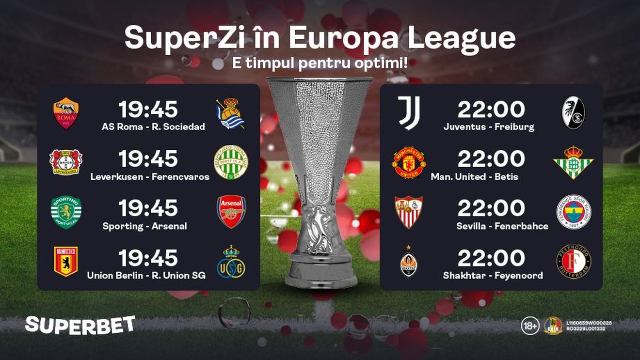 ADVERTORIAL | E timpul pentru optimile Europa League. Inspiră-te din meciurile zilei și nu uita de SuperBonus