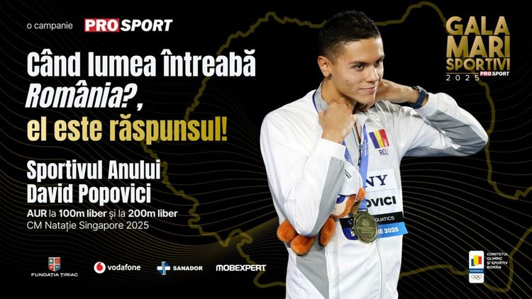 David Popovici, discurs emoționant după premiul primit la Gala Mari Sportivi ProSport: „A fost de departe cel mai greu an!”
