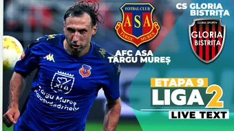 Meciul AFC ASA Târgu Mureș – CS Gloria Bistrița închide etapa 9 din Liga 2, de la ora 20:00