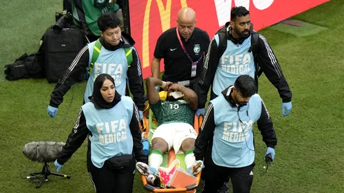 Accidentare horror în Argentina – Arabia Saudită! Fundașul Shahrani, transportat de urgență la spital după ce a fost lovit de coechipierul său cu genunchiul în gât | FOTO