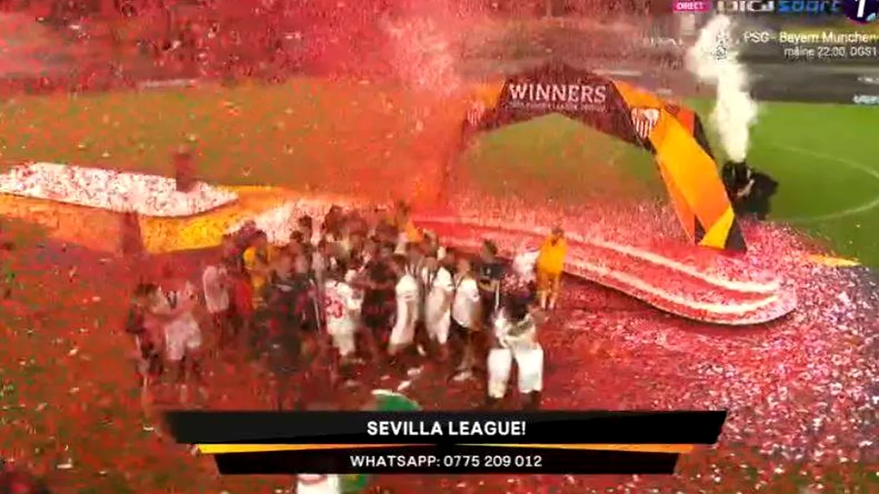 Imaginile fericirii! Cum au sărbătorit jucătorii lui Sevilla, după ce au câștigat finala Europea League | GALERIE FOTO