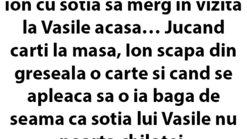 Bancul zilei: Ion merge cu soția în vizită la Vasile