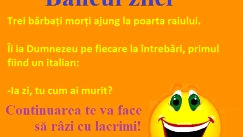 Bancul zilei: Trei bărbați morți ajung la poarta raiului