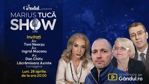 Marius Tucă Show începe luni, 28 aprilie, de la ora 20.00, live pe Gândul. Invitați: Lăcrămioara Axinte, Toni Neacșu, Ingrid Mocanu și Dan Chitic