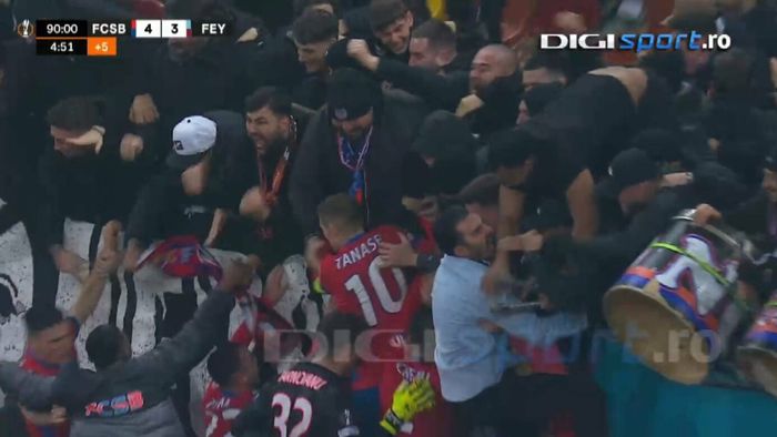Ce nebunie! Ce imagine! Reacție colosală a lui Charalambous după golul de 4-3 din FCSB - Feyenoord