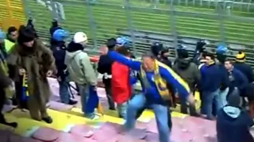 VIDEO HILAR** El e cel mai fraier HOOLIGAN! Cum s-a făcut de râs după ce a „AGRESAT” un scaun din tribune