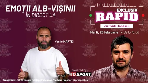 „EXCLUSIV <i class='ep-highlight'>RAPID</i>” cu Vasile Maftei + Daniel Niculae începe la ora 16:00 pe canalul de YouTube – ProSport