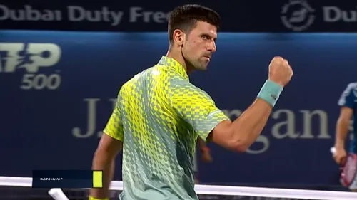 Emoții incredibile pentru Novak Djokovic la primul său meci după triumful de la Australian Open! Ce a făcut sârbul la Dubai, în fața numărului 130 ATP | VIDEO