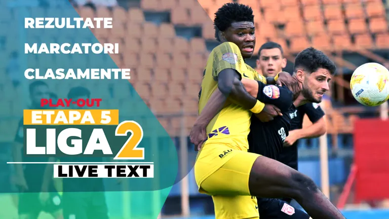 Liga 2, etapa 5 din play-out | CS Dinamo câștigă la Piatra Neamț și trimite Ceahlăul pe loc retrogradabil. Șelimbărul pierde acasă și ajunge pe loc care duce în Liga 3, CSM Olimpia revine spectaculos la Afumați și urcă pe loc de baraj
