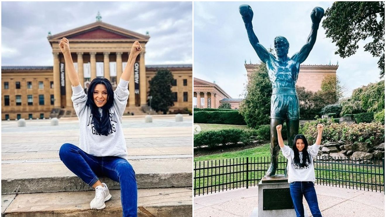Corina Caragea a călcat pe urmele lui Rocky Balboa și a refăcut scena triumfului pe scările de la Philadelphia | GALERIE FOTO