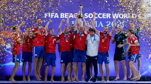 Naționala Rusiei, sub titulatura „Băieții noștri”, a cucerit Cupa Mondială la fotbal pe plajă în fața Japoniei chiar pe propriul teren