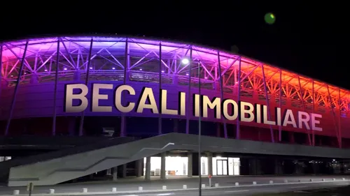 Cum ar arăta stadionul Steaua dacă s-ar numi Becali Imobiliare la meciurile pe care FCSB le joacă în Ghencea! Reacția patronului la ideea de a schimba denumirea arenei, pe modelul marilor arene ale lumii, pentru a evita folosirea numelui Steaua: 