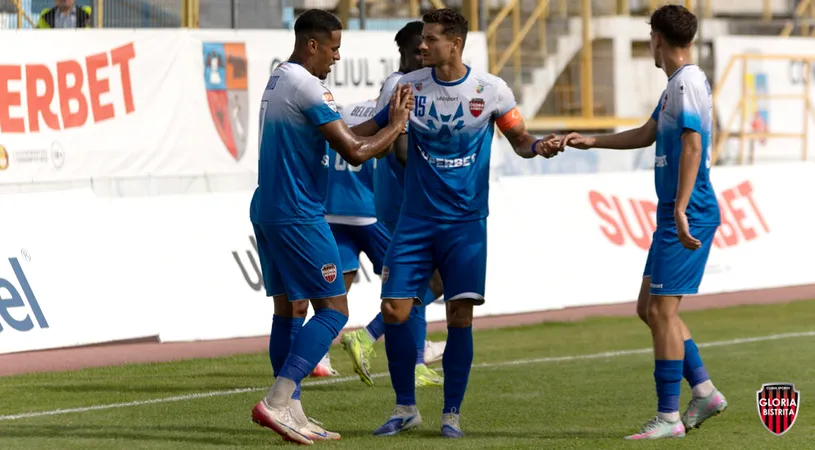 Prima victorie în Liga 2 pentru CS Gloria Bistrița! Nicolae Grigore a început cu dreptul aventura de la cârma nou-promovatei