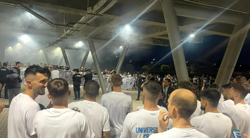 Spectacol în Bănie! Cum i-au încurajat fanii din Peluza Nord pe jucătorii Universităţii Craiova înaintea returului cu Zorya: „Demonstraţi că aveţi valoare!